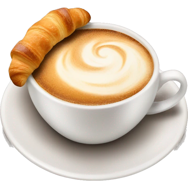 Cup of cappuccino with croissant emoji