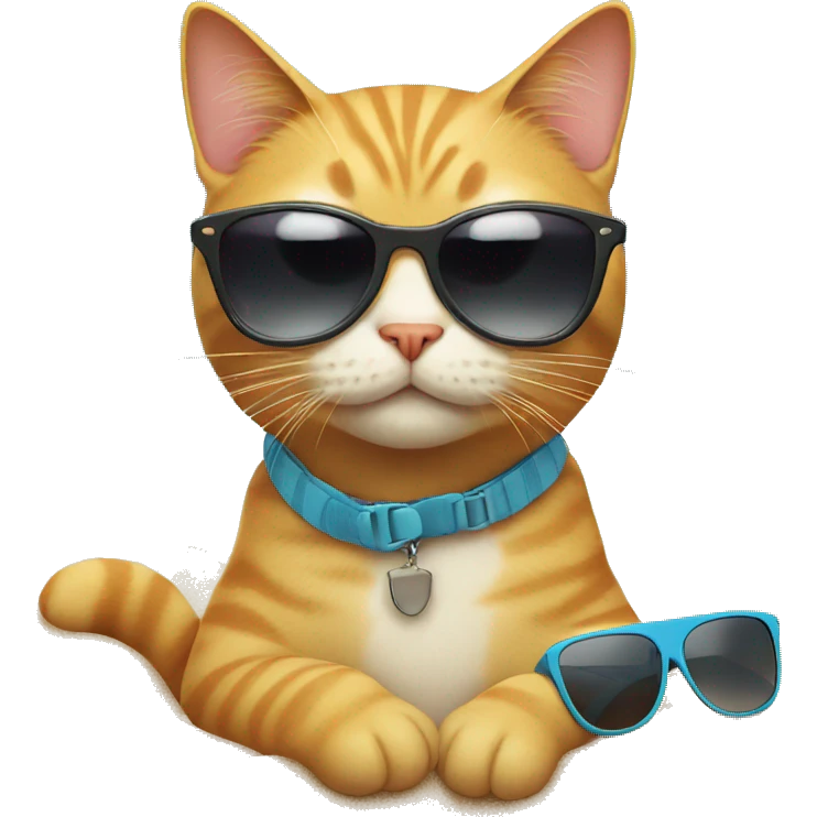 cat with sunglasses at the beach emoji