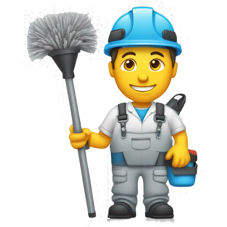 un technicien de surface avec son aspirateur  emoji