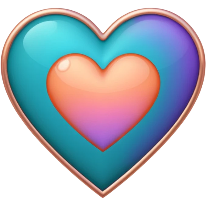 I need a teal, orange , purple, and rose gold Heart emoji that looks like a cartoon  emoji