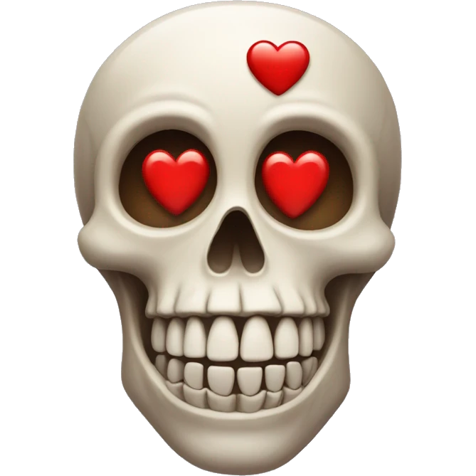 A skull with red heart eyes emoji