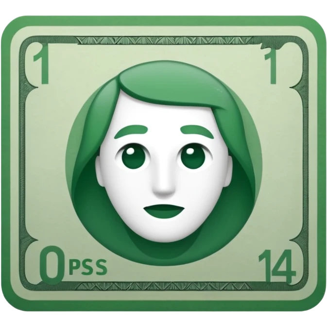 one 14 dollar bill flat ios emoji style version emoji