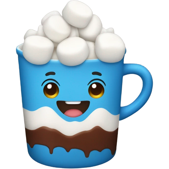 blue cup of chocolate with marshmallows emoji