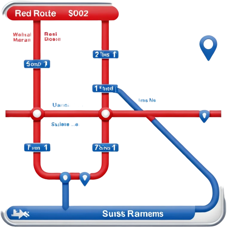 Map Panel – red route diagram, Subway Sign. emoji