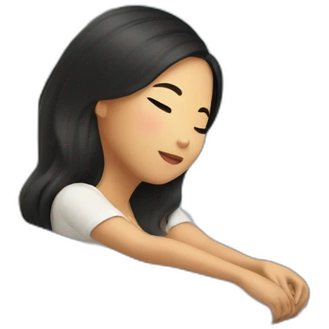 Asian girl relaxing in hotel emoji
