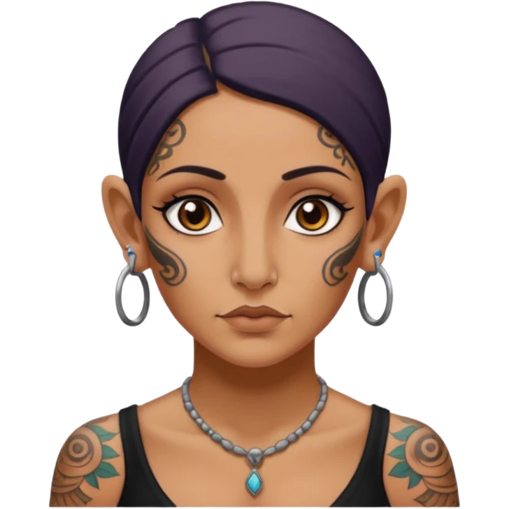 ancient woman with tatooed and blank ear emoji