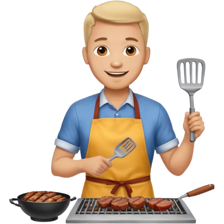 man light skin haciendo parrilla emoji