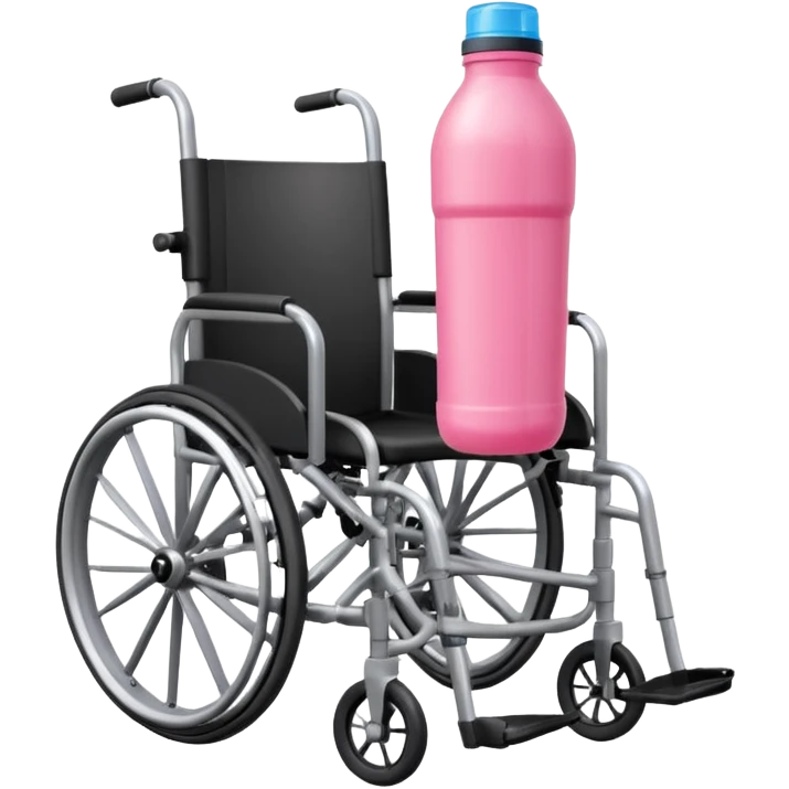 Pink water bottle sitting on a wheelchair with cars   emoji