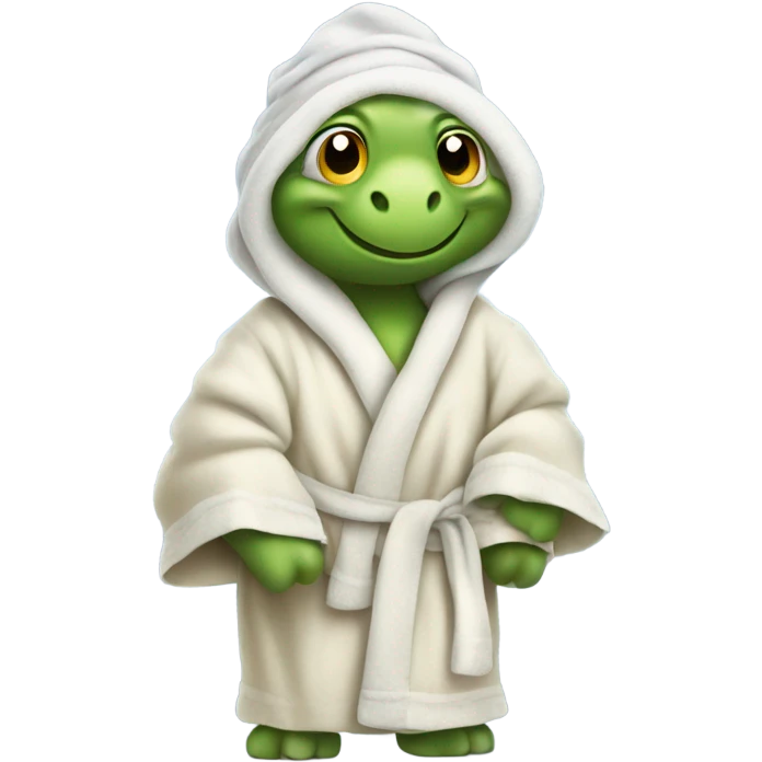 Turtle in a robe with a towel on it’s head emoji