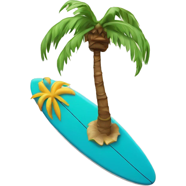 a palm tree on top of a surfboard  emoji