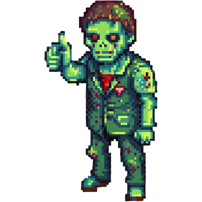 isometric zombie giving thumbs down in Project Zomboid style emoji