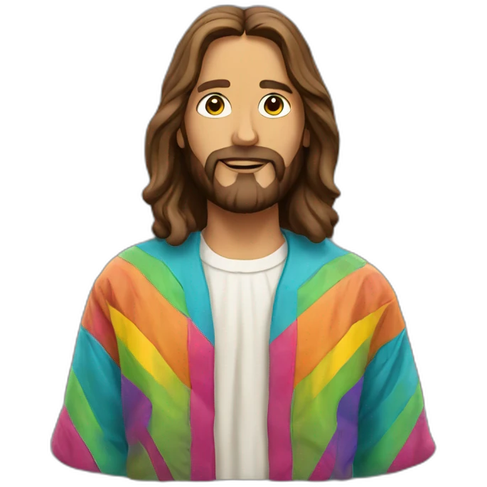 jesus wearing a colorful jacket emoji