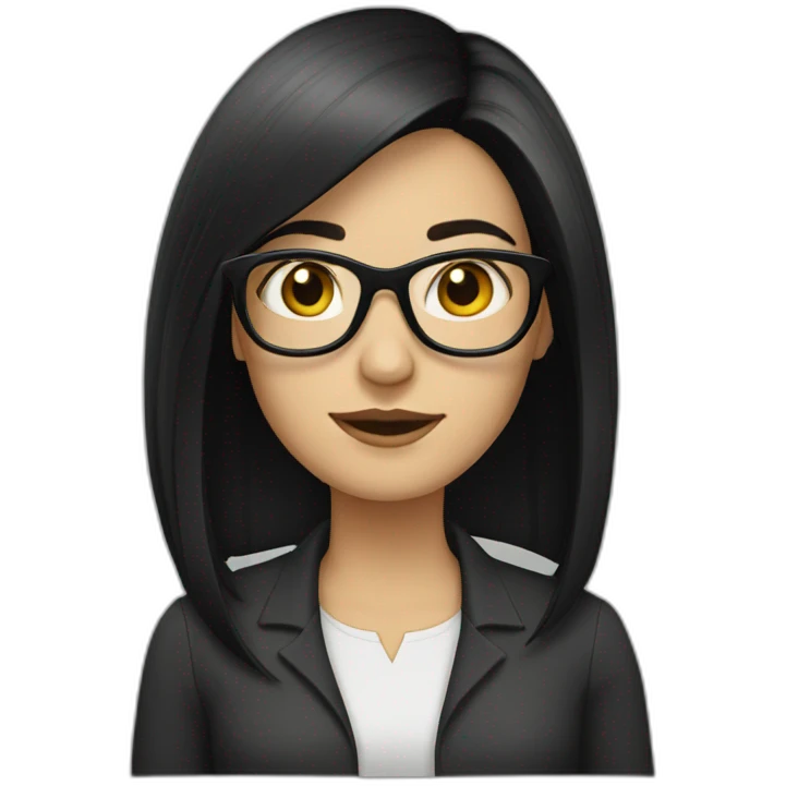 white woman with straight, black hair and black glasses emoji
