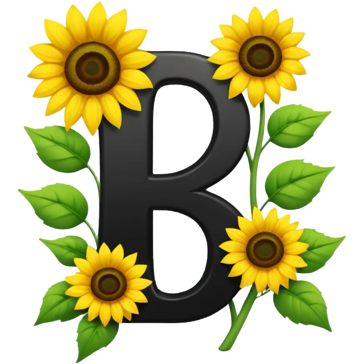 Black capital letter y with sunflowers emoji