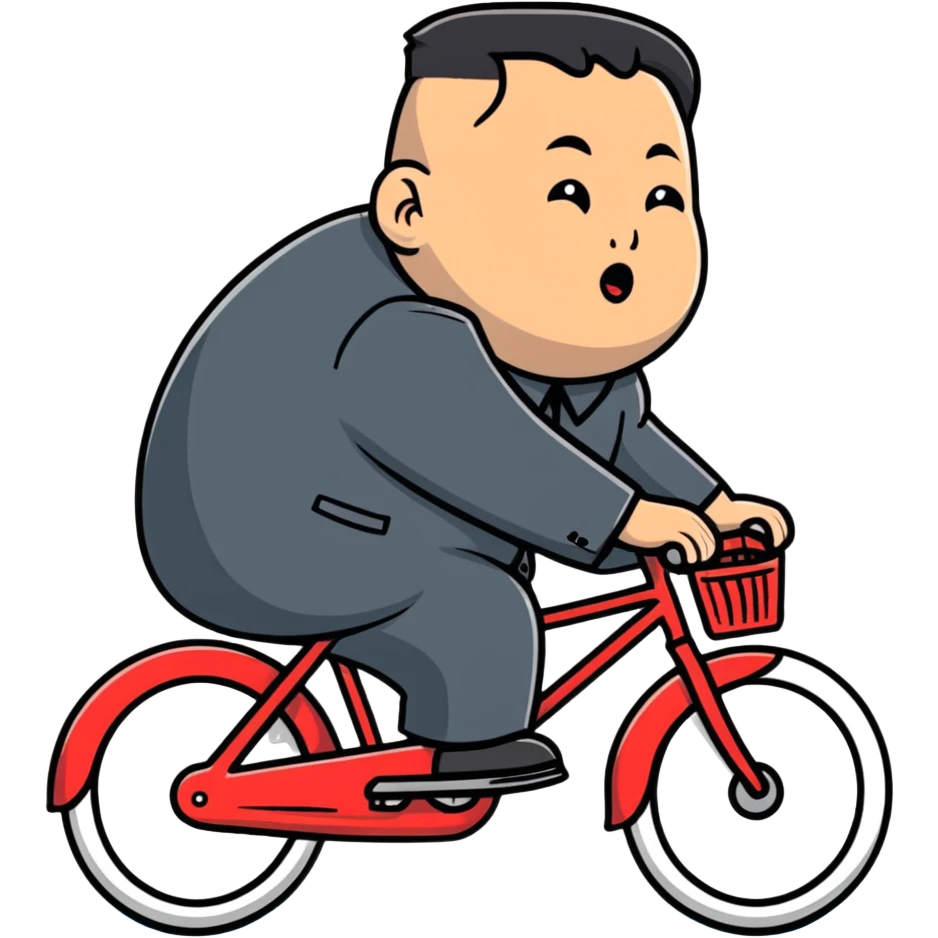 Kim Jong Un riding a bicycle from side view emoji