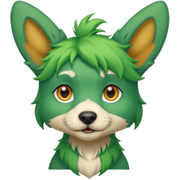 green haired dog with big ear piercing on tip of the ear emoji