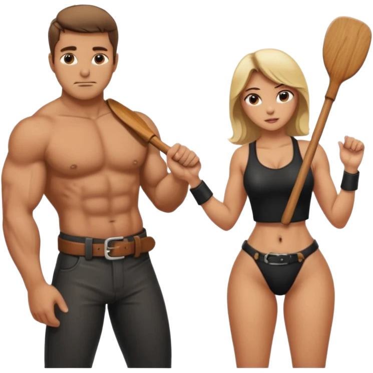 Sexy man spanking ladys ass with paddle emoji