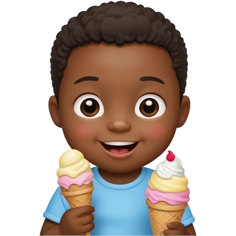 a little black sitting baby, eat ice cream emoji