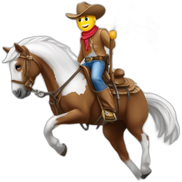 Cowboy blanc sur un cheval qui brandit un drapeau américain emoji