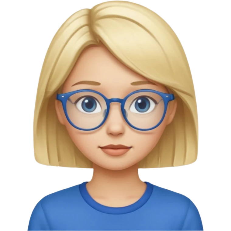 blond girl with eyeglass and blue outfit emoji