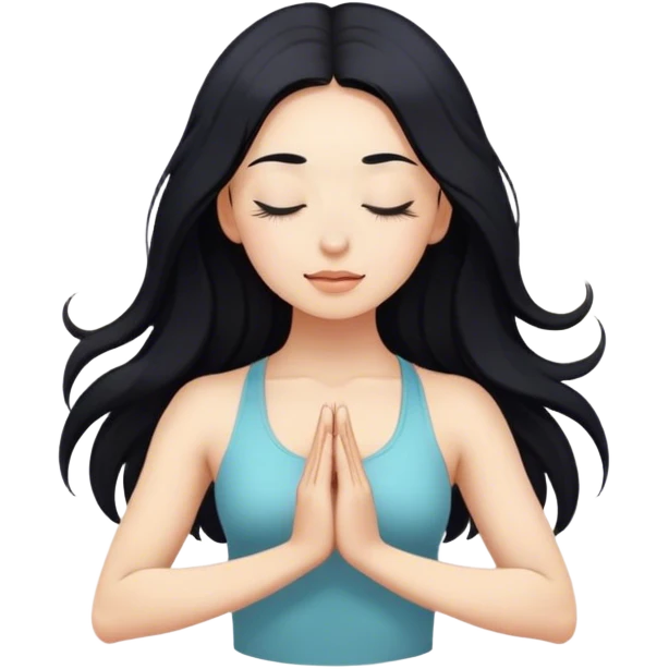 yoga girl long black hair and eyes closed  emoji