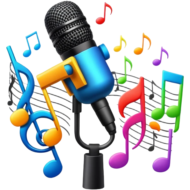 concert with microphone and music notes emoji