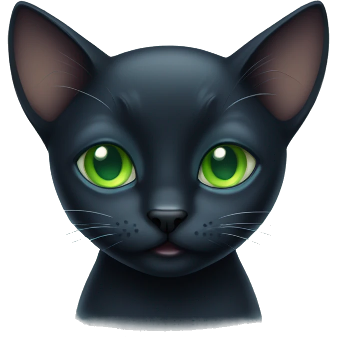 cute black cat with green blue eyes emoji