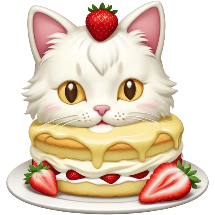 custard strawberry shortcake cat  emoji