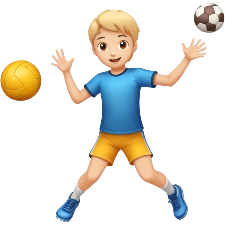 child throwing a ball, cheerful and energetic, motion lines to show action emoji