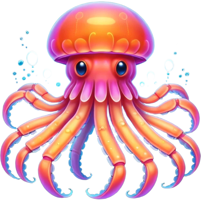 Neon glowing jellyfish-crab-squi emoji