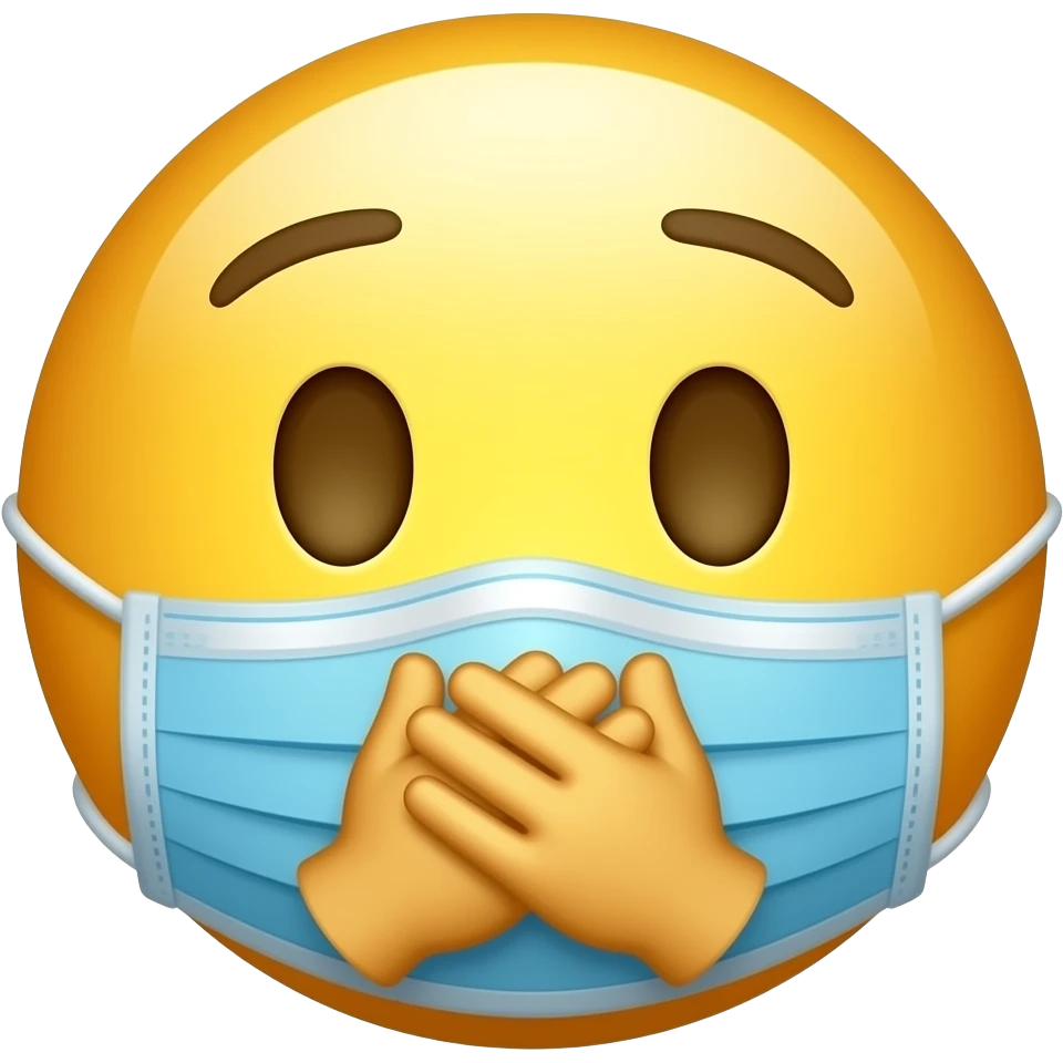 Gyokeres face mask emoji but instead of puting a real mask, use crossed hands covering the mouth. Not this way. The crossed fingers covering the mouth but all other parts of the head (eyes, eye )are visible emoji