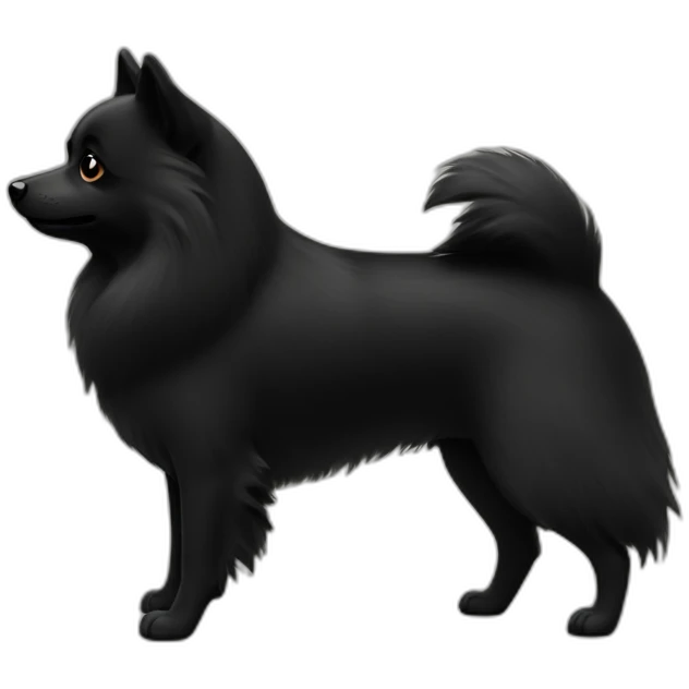 Little black spitz with bone emoji