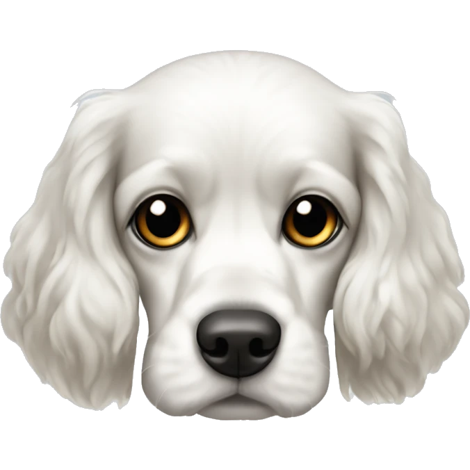 White cocker spaniel with black markings around its eyes emoji