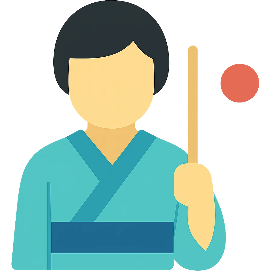 person in a traditional Japanese kimono holding the flag of Japan, color icon emoji