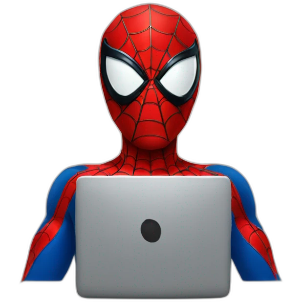 Spiderman using computer emoji