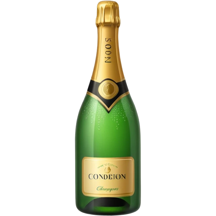 green champagne bottle with white middle and top emoji