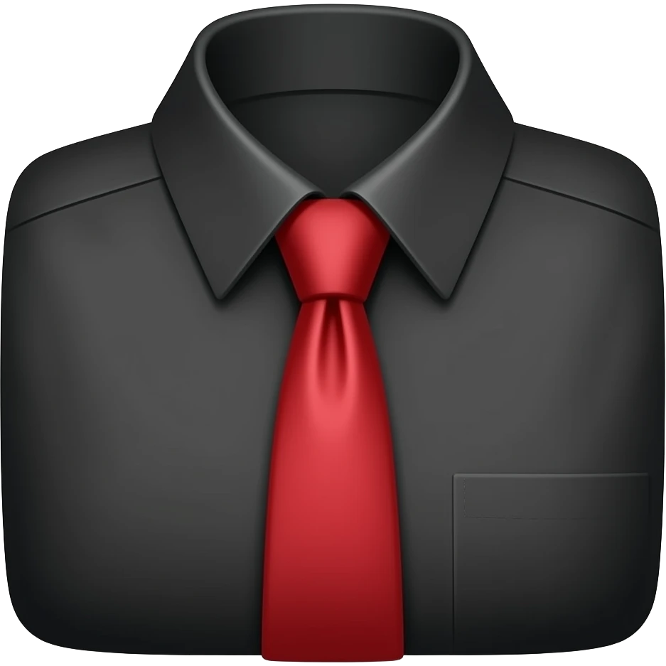 Red tie on black dress shirt like this 👔 emoji