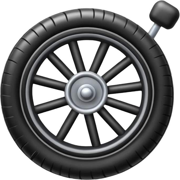 he aircraft's landing gear is one inflated, plump wheel with a strut, black in color, cartoon-style emoji