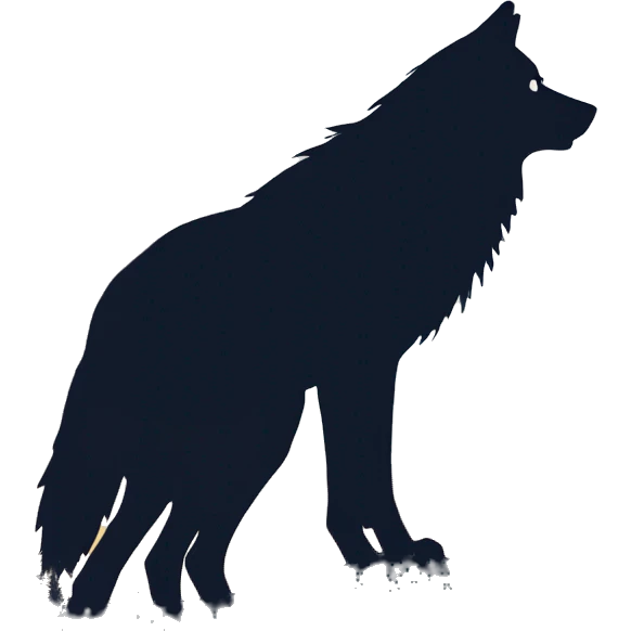 siluet of the Wolf in the forrest looking on the moon emoji