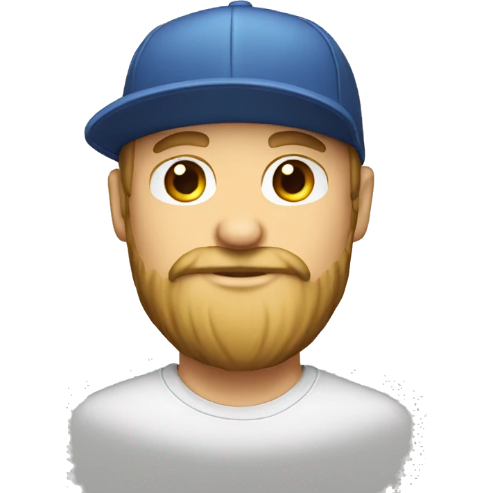 White  man cap with beard emoji