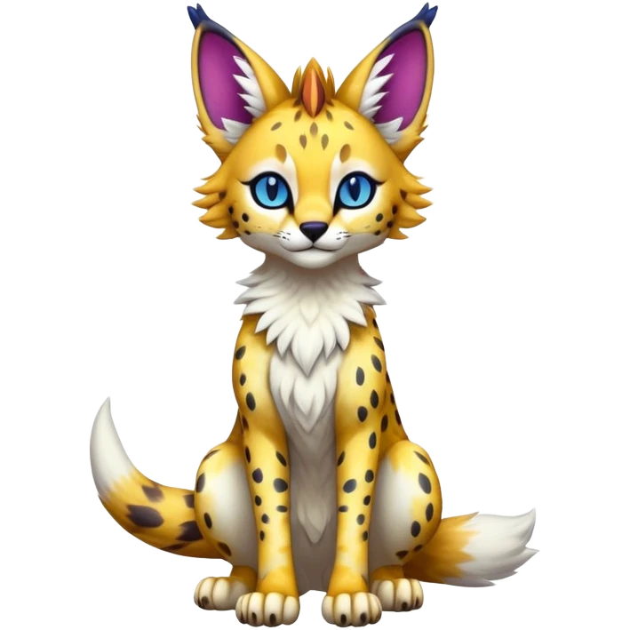 Cute Kawaii Epic Colorful Sergal-Serval-Vernid full body emoji