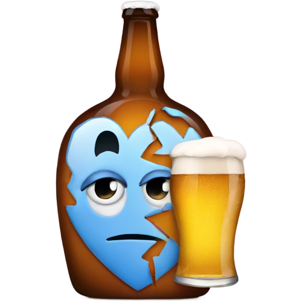 Broken heart with a beer in the middle emoji