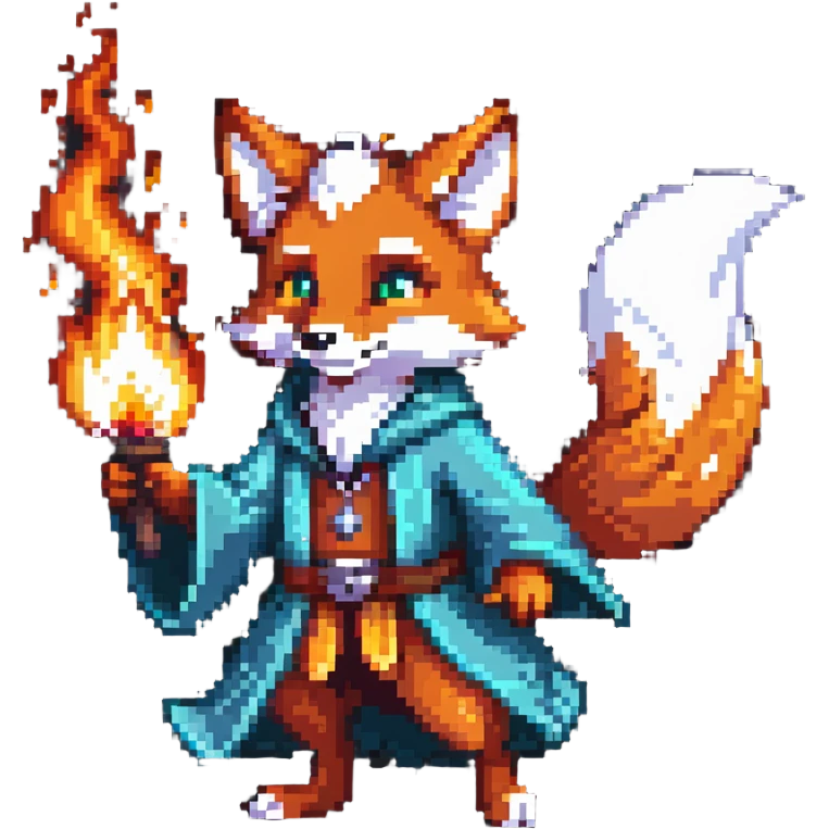 fox wizard with fire spell emoji