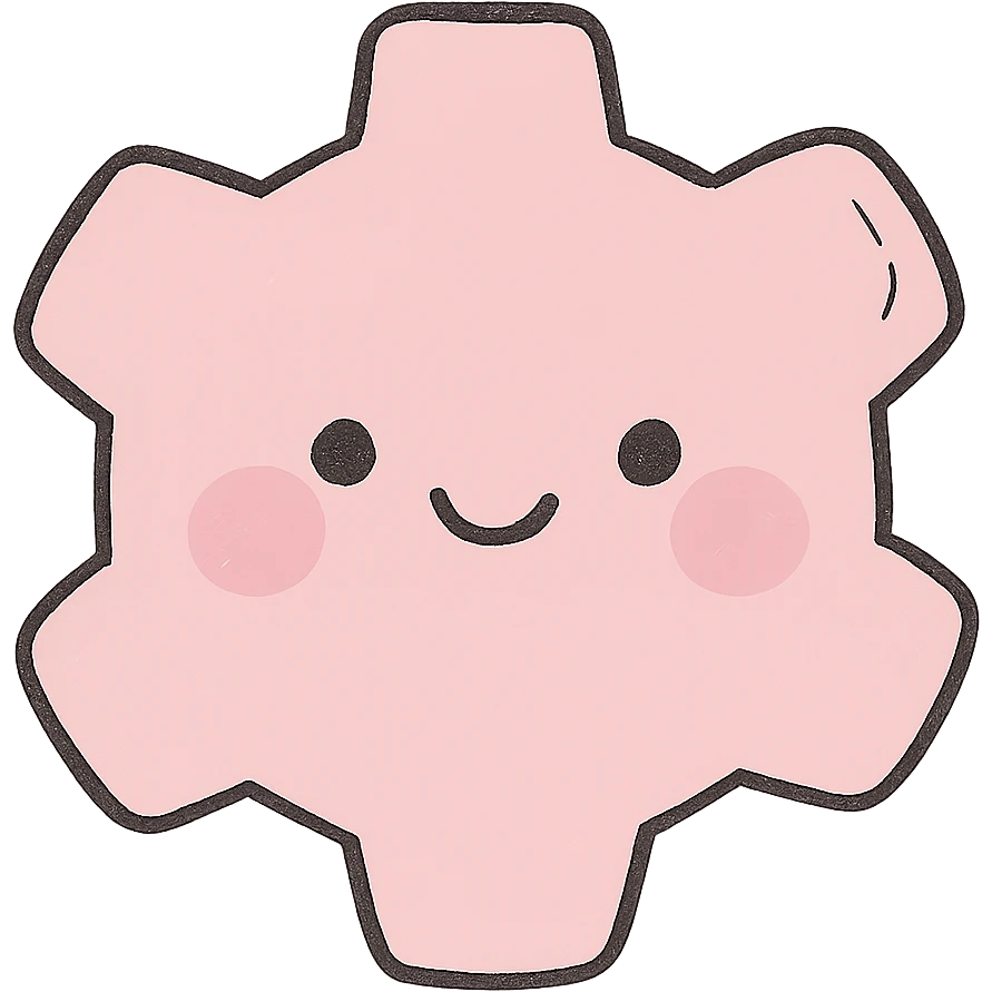 Create a soft and cute settings icon in Japanese hand-drawn style with pink color, matching the reference style, suitable for a mobile home screen. Transparent background. emoji