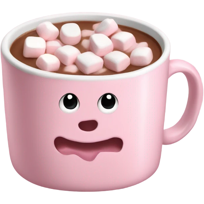 Light Pink mug of hot chocolate with marshmallows  emoji