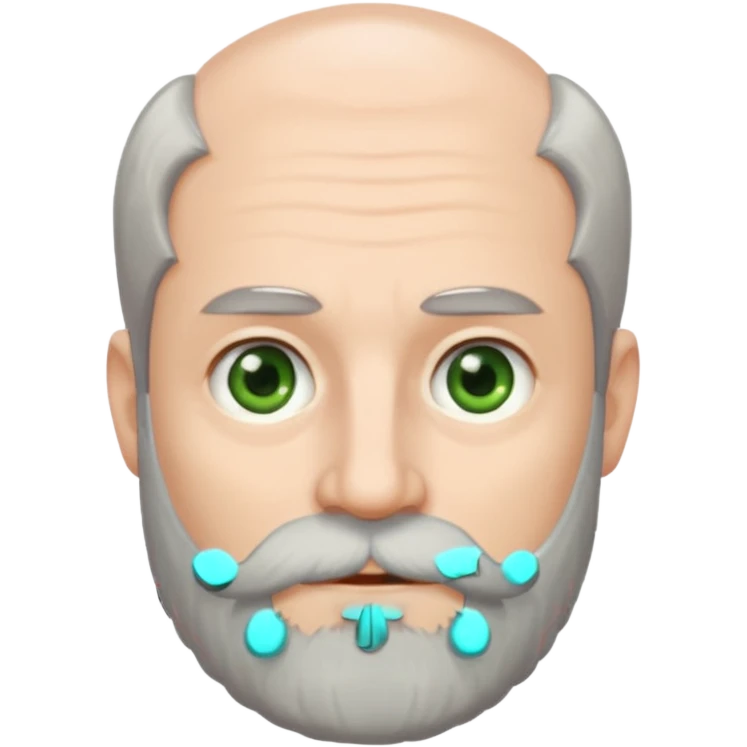 Greenish grey eyed adult man with greyish very short poor hair and a extremely long beard. Pale skin. emoji