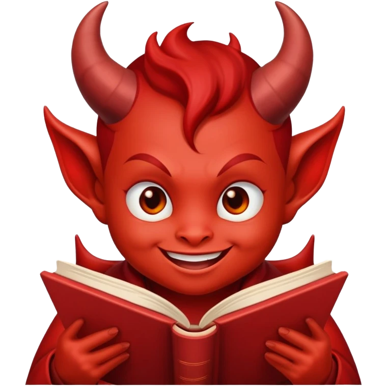Cute little devil reading book  emoji