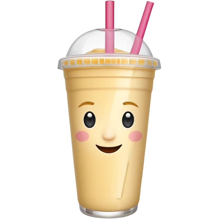 un vector de vaso de batido animado, de caricatura, con tapa y pitillo, que tenga brazos y piernas, cara tierna y que inspire confianza y amabilidad emoji