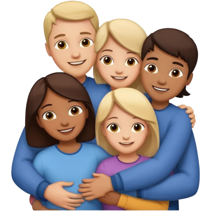 family of 5 hugging each other emoji