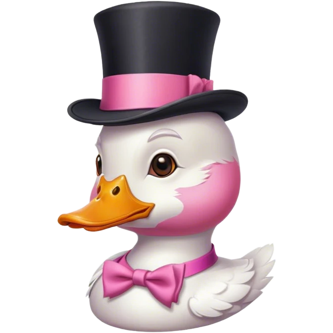 duck wearing top hat with pink beard emoji